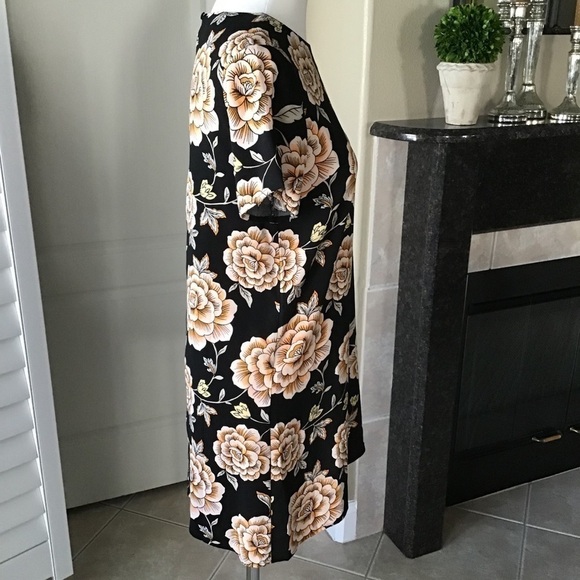Floral Dress Women’s SMALL Black & Beige Lotus Print Career Forever 21 Tags NEW - Picture 5 of 15